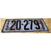 Image 1 : 1925 Sask Plate 20-279