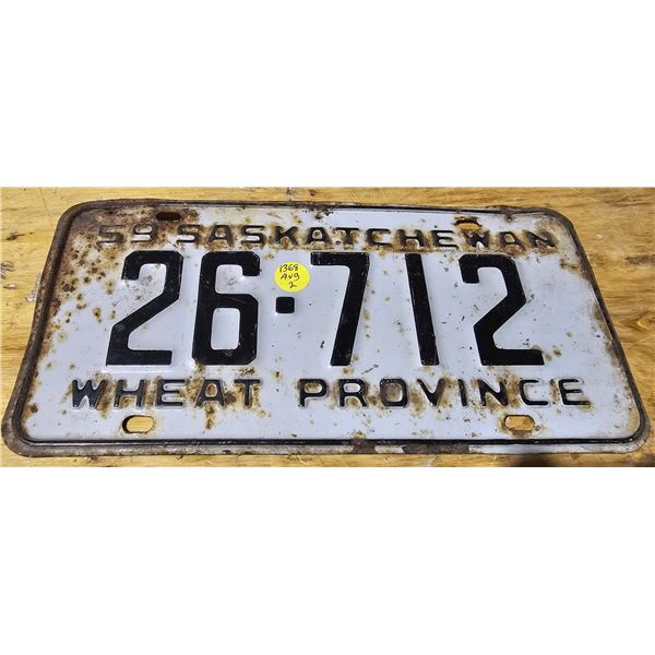 1959 Sask Plate 26-712 (Wheat Province)