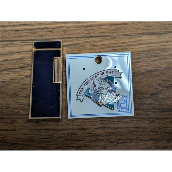 vintage Lighter +Mighty Ducks Pin