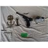 Brass door knocker, corkscrew/bottle opener, CO2 pistol, Propane two bottle diverter.