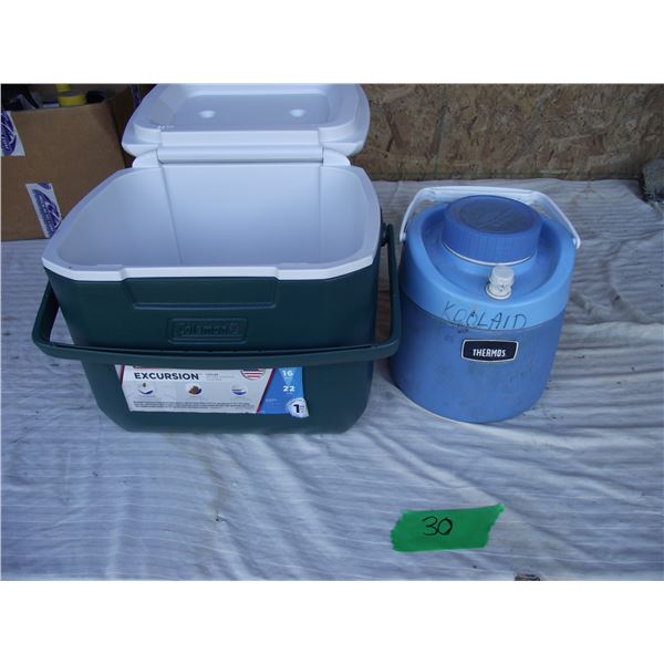 Coleman cooler (clean) and Thermos water cooler (needs Cleaning)