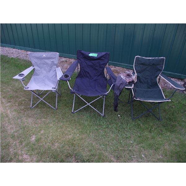 Three Lawn chairs, Nice shape, ready for the camp fire.