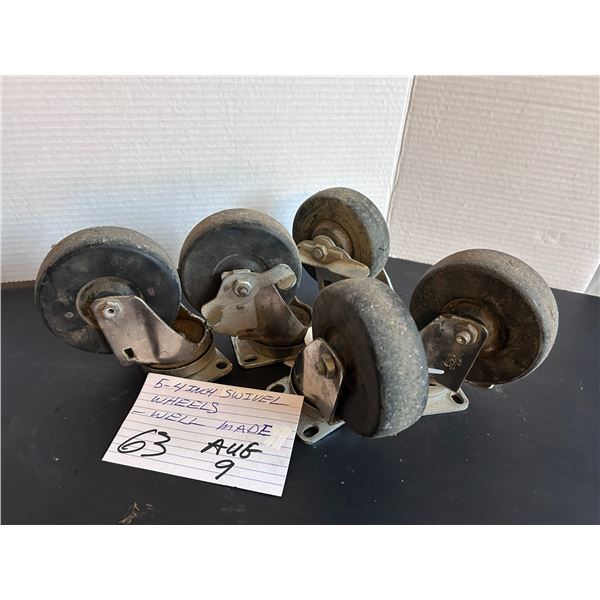 Five 4 inch Swivel Wheels