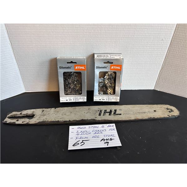 Used 16” Bar 2 New Cutting Chains