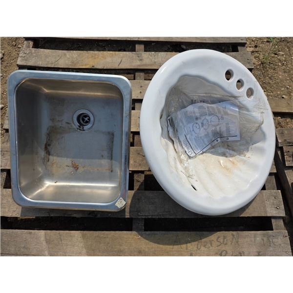 2 sinks- steel and ceramic