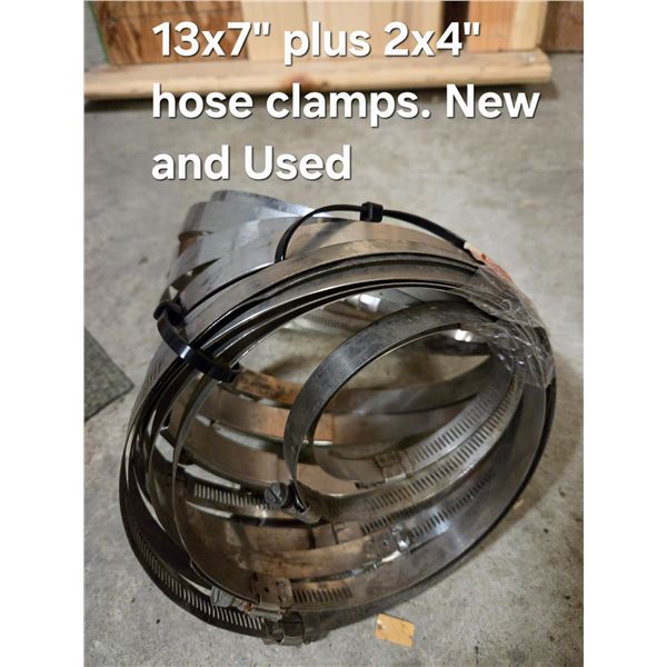 New & Used (13)x7" & (2)x4" Hose Clamps