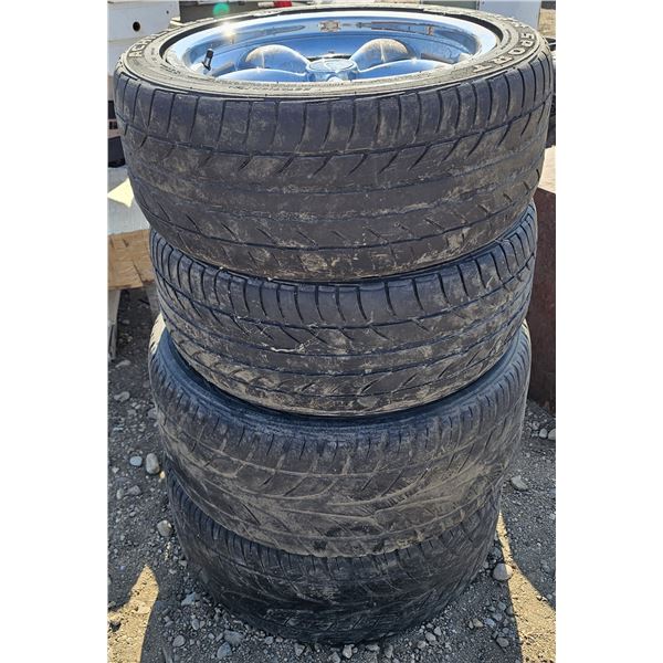 Set of 4 17" Aluminum Wheels w/ Bald Tires - 5x4.5"