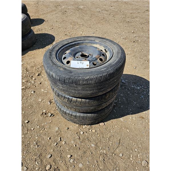 Set of 3 - 15" Steel Wheels w/ P195/60R15 Tires