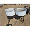 Image 1 : Antique Double Tub Wash Basins w/ Wheels