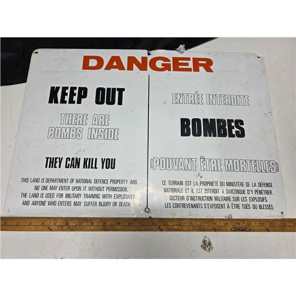 Danger keep out sign- bombs