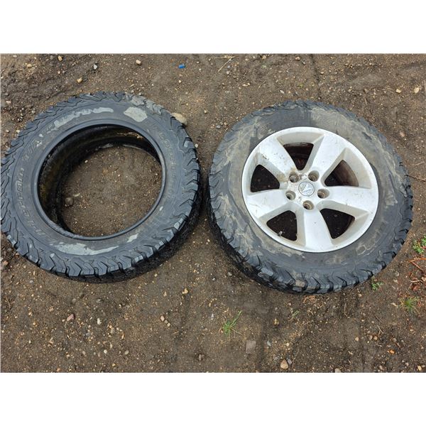 2 tires and 1 rim- size LT275/65/R20