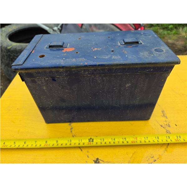 Blue ammo box with contents