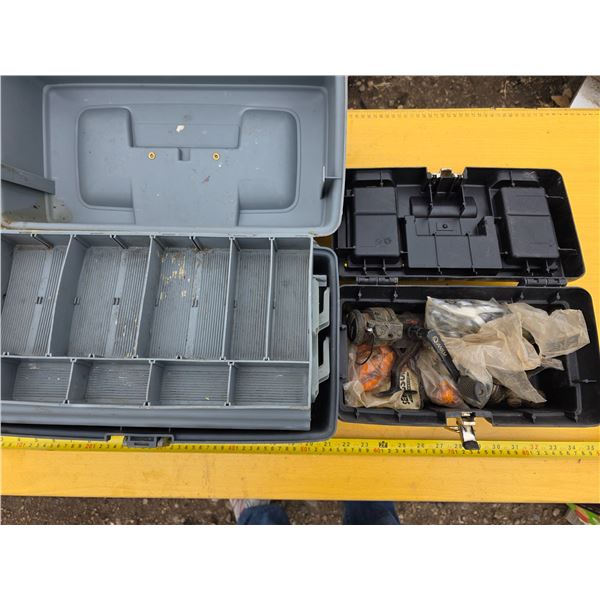 Fishing reels and gear with a tackle box