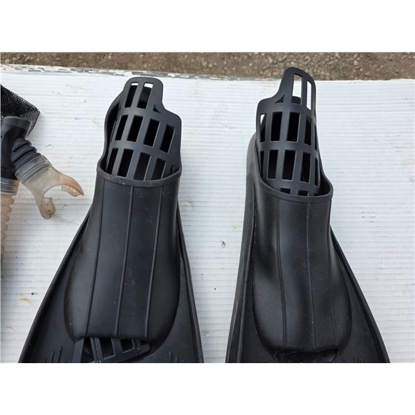 Diving flippers and snorkel