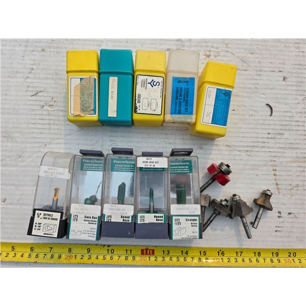 Various router bits- new
