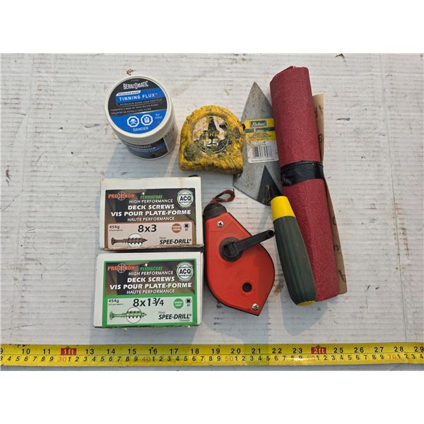 Lot of hardware- deck screws, tinning flux
