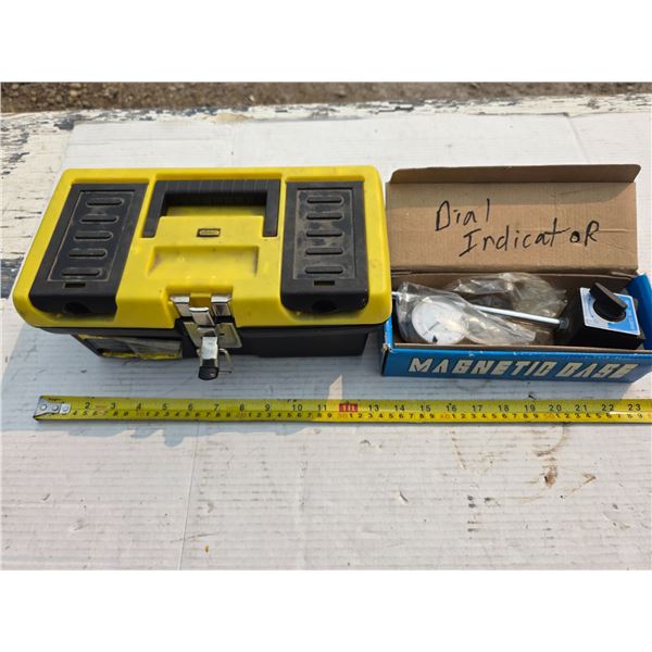 Stanley tool box and dial indicator