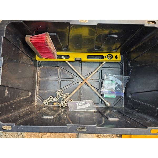 Tool tote with wheels and handle and contents