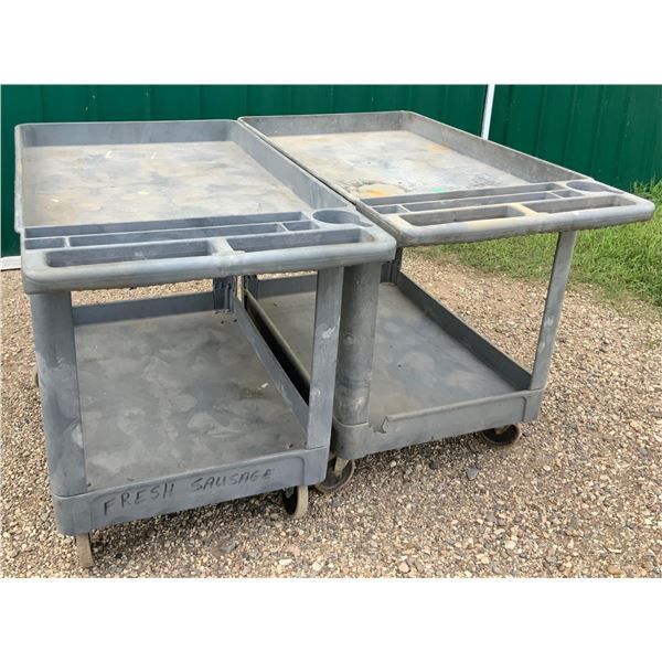 Two Rubbermaid Shop/Utility Carts. 45x26x33
