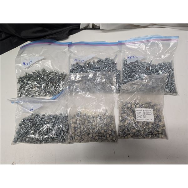 Six Bags of Galvanized/Beige Sheet Metal Siding Screws 1”-2”