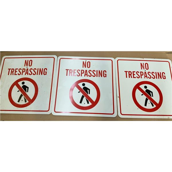 Three No Trespassing Signs 18”x18