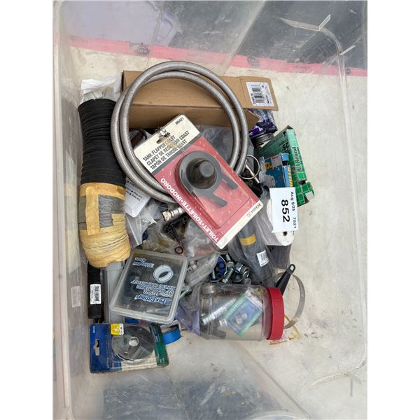 Container of miscellaneous plumbing parts/mudflaps