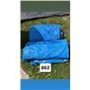 Image 2 : Lot of garbage can/ 2 blue tarps / lg bbq tarp