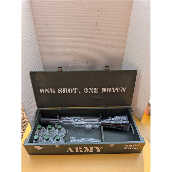 Very Vintage Liquor set (Vodka Bottle Shaped in AK and Grenades and Military Box Design )