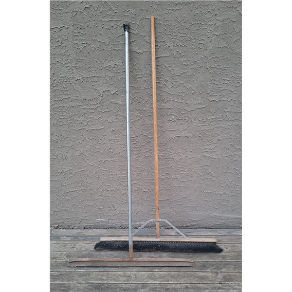 Floor squeegee and broom