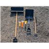 Image 1 : Lot of (2) Snow Shovels, Ice Scrapers, and Wooden Snow Brush