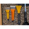 Image 2 : Lot of (2) Snow Shovels, Ice Scrapers, and Wooden Snow Brush