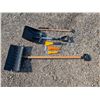 Image 4 : Lot of (2) Snow Shovels, Ice Scrapers, and Wooden Snow Brush