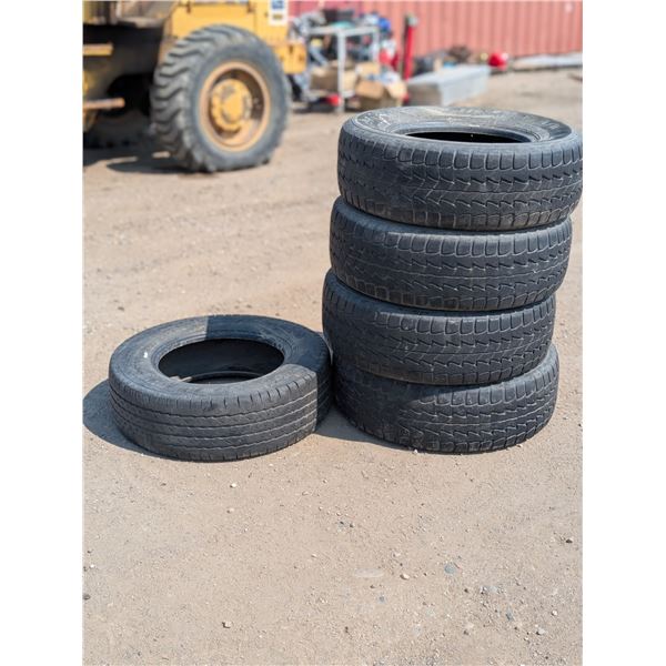 (4) Summit 121/1180 Load Range E LT265/70R17 Tires (Bald Spots on them) Plus (1) Michelin Tire