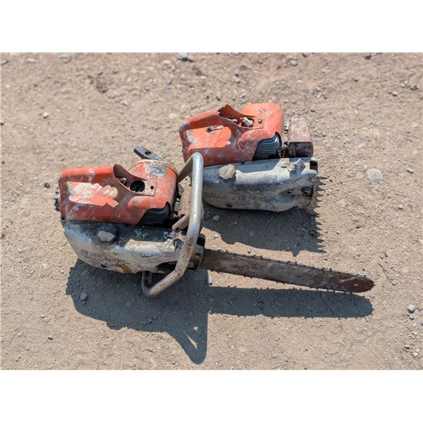 Chainsaw With Blade (Still Has Compression) and One W/O Both For Parts