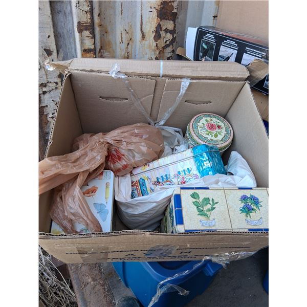Box of collectable tins