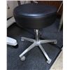 Image 1 : Rolling Metal Stool w/ Upholstered Seat 13" Dia, 21"H