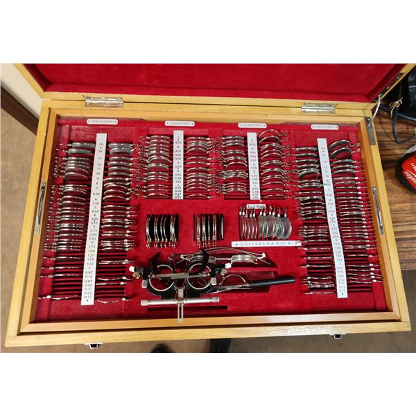 Eye Examination Lens Set in Wooden Case w/ Extra Loose Lenses