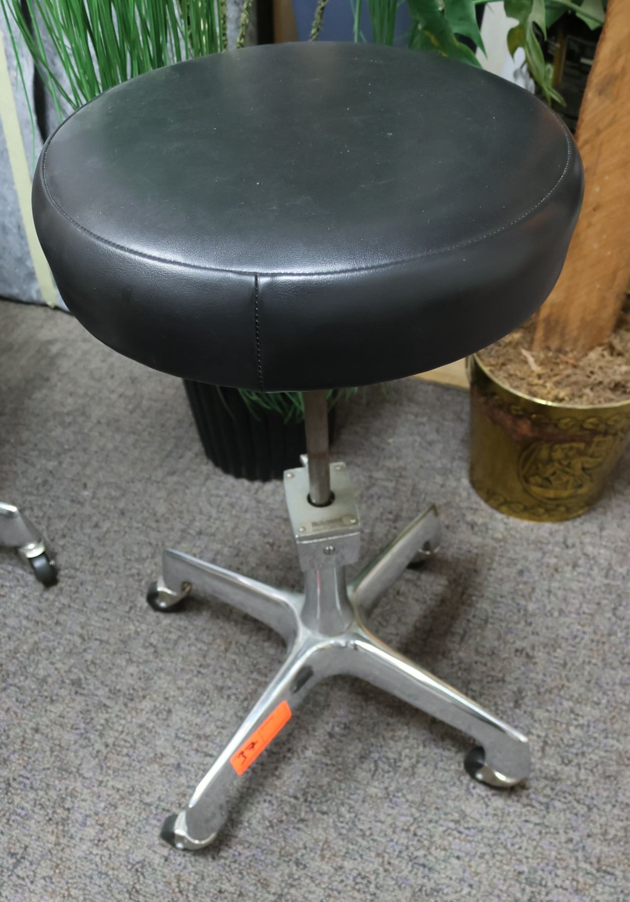 Reliance Style Stool Reliance Metal Stool w/ Upholstered Seat & Adjustable Height