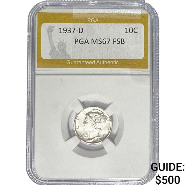 1937-D Mercury Silver Dime PGA MS67 FSB