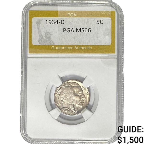 1934-D Buffalo Nickel PGA MS66