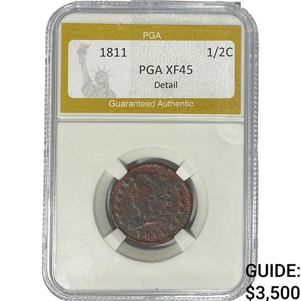 1811 Classic Head Half Cent PGA XF45