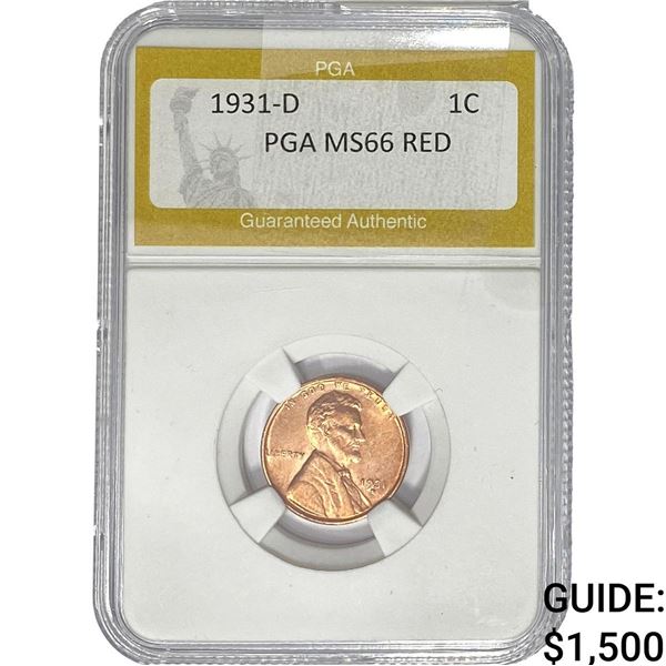 1931-D Wheat Cent PGA MS66 RED