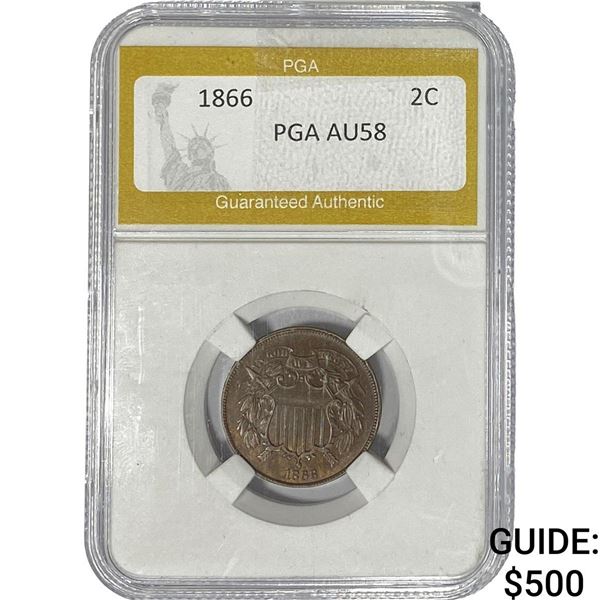 1866 Two Cent Piece PGA AU58