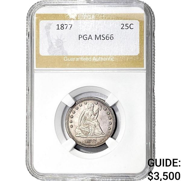 1877 Seated Liberty Quarter PGA MS66