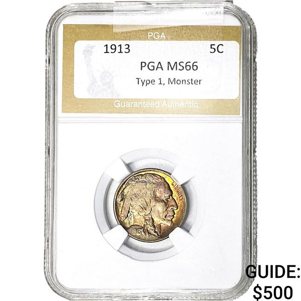 1913 TY1 Buffalo Nickel PGA MS66