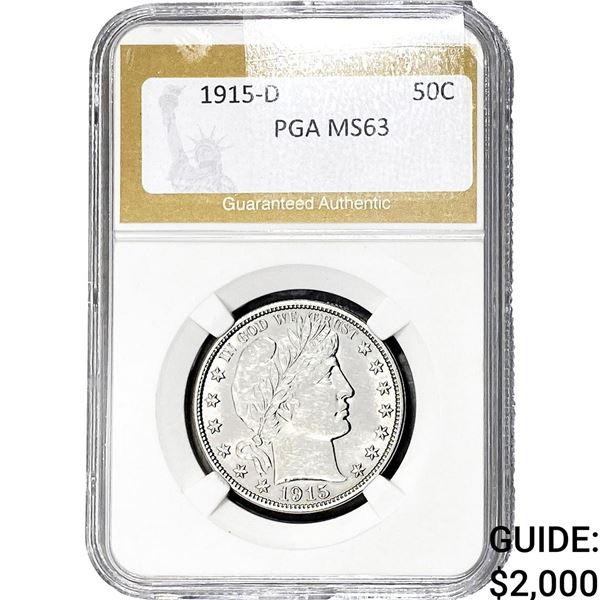 1915-D Barber Half Dollar PGA MS63