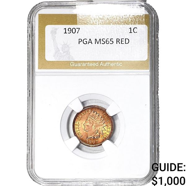 1907 Indian Head Cent PGA MS65 RED