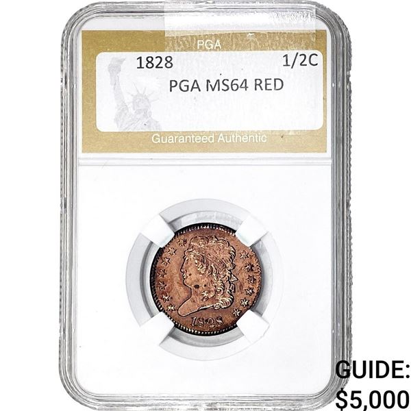 1828 Classic Head Half Cent PGA MS64 RED