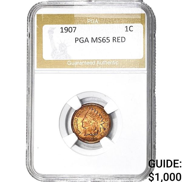 1907 Indian Head Cent PGA MS65 RED