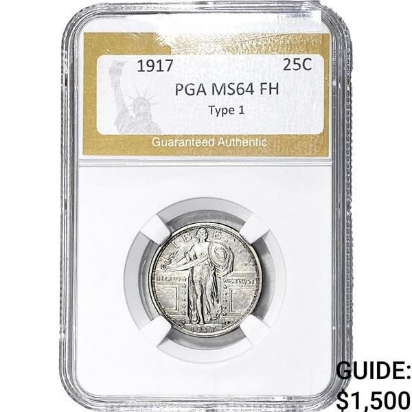 1917 TY 1 Standing Liberty Quarter PGA MS64 FH
